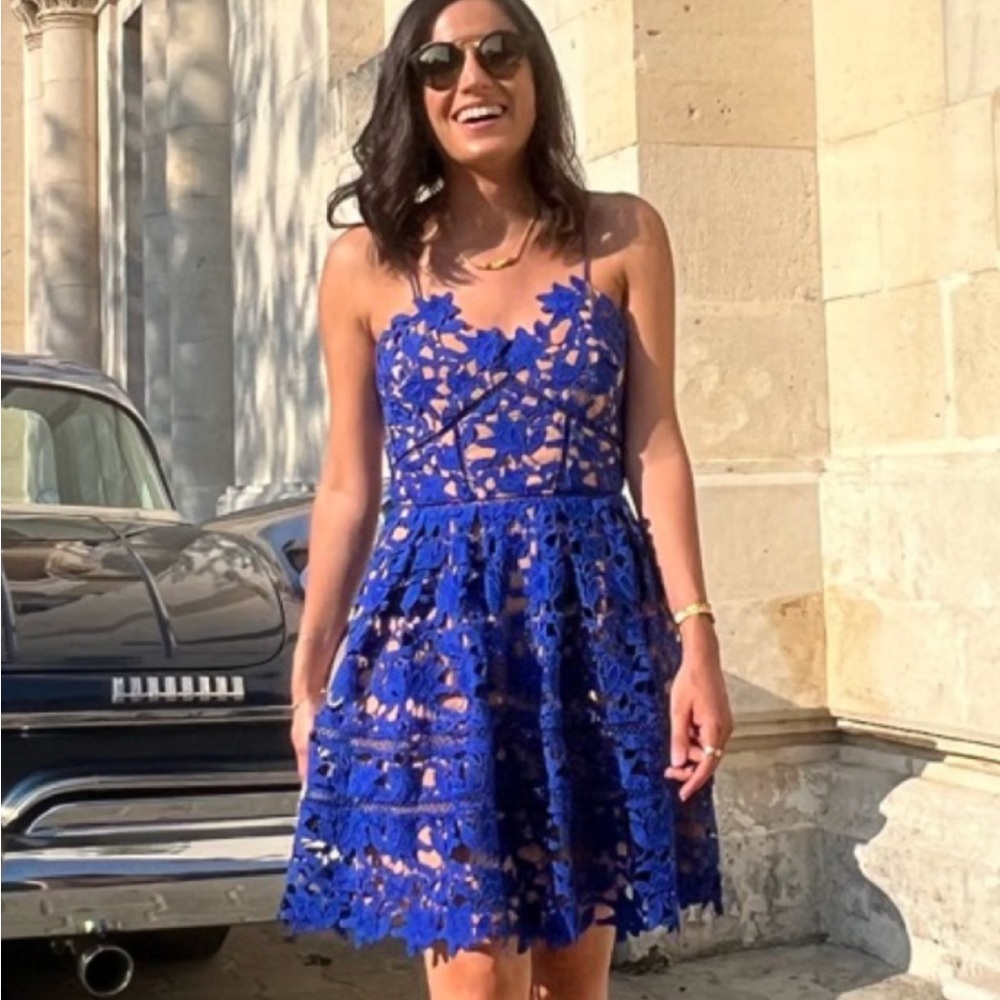 Self Portrait Azaelea Mini Dress in Cobalt NWOT